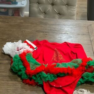 Festive Red and Green Baby Outfit